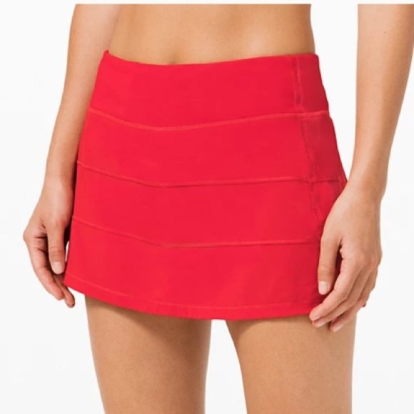 SOLD Lululemon Pace Rival Skirt  4-way Stretch red lipstick  sz 8 - Picture 2 of 8